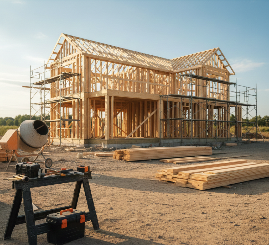 Construction team at work